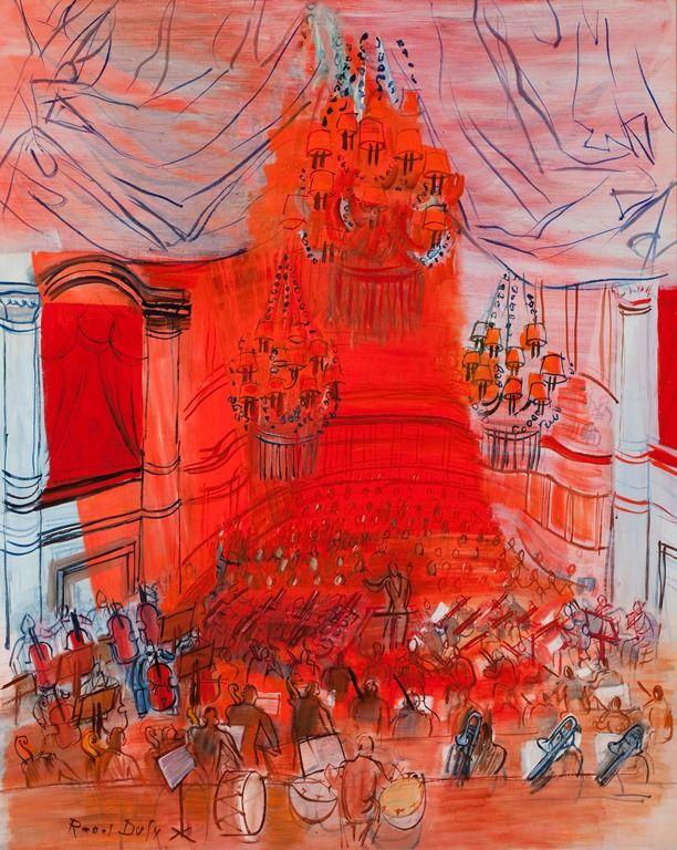 Raoul Dufy, The Red Orchestra, 1946-1949. Oil on canvas, 100 x 80, 96 cm. Milwaukee Art Museum.   