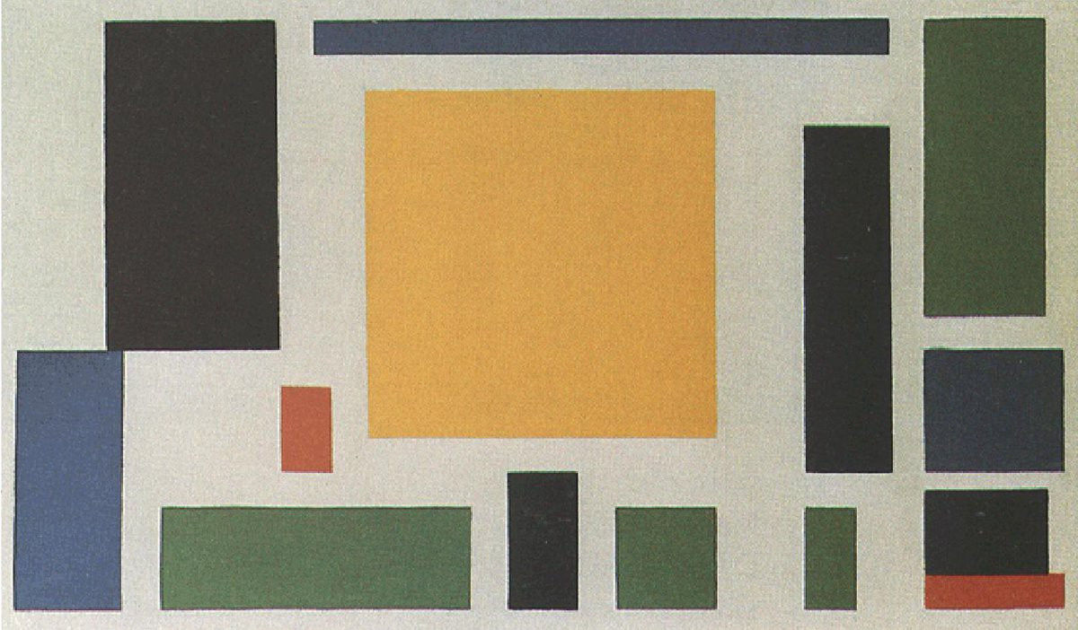 Abstract werk van Theo van Doesburg, Compositie VIII (de koe), ca. 1918