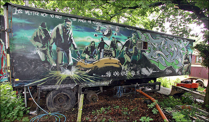 Mobile Home by artist Banksy