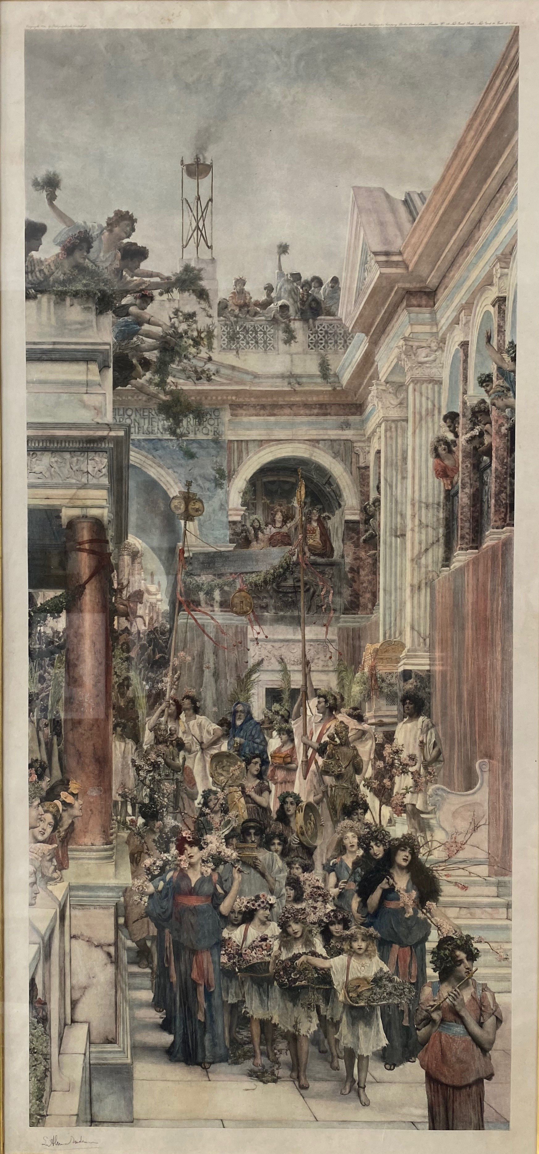 Een originele fotogravure naar het schilderij 'Spring', 1894 door Alma Tadmea, verkrijgbaar via Gallerease