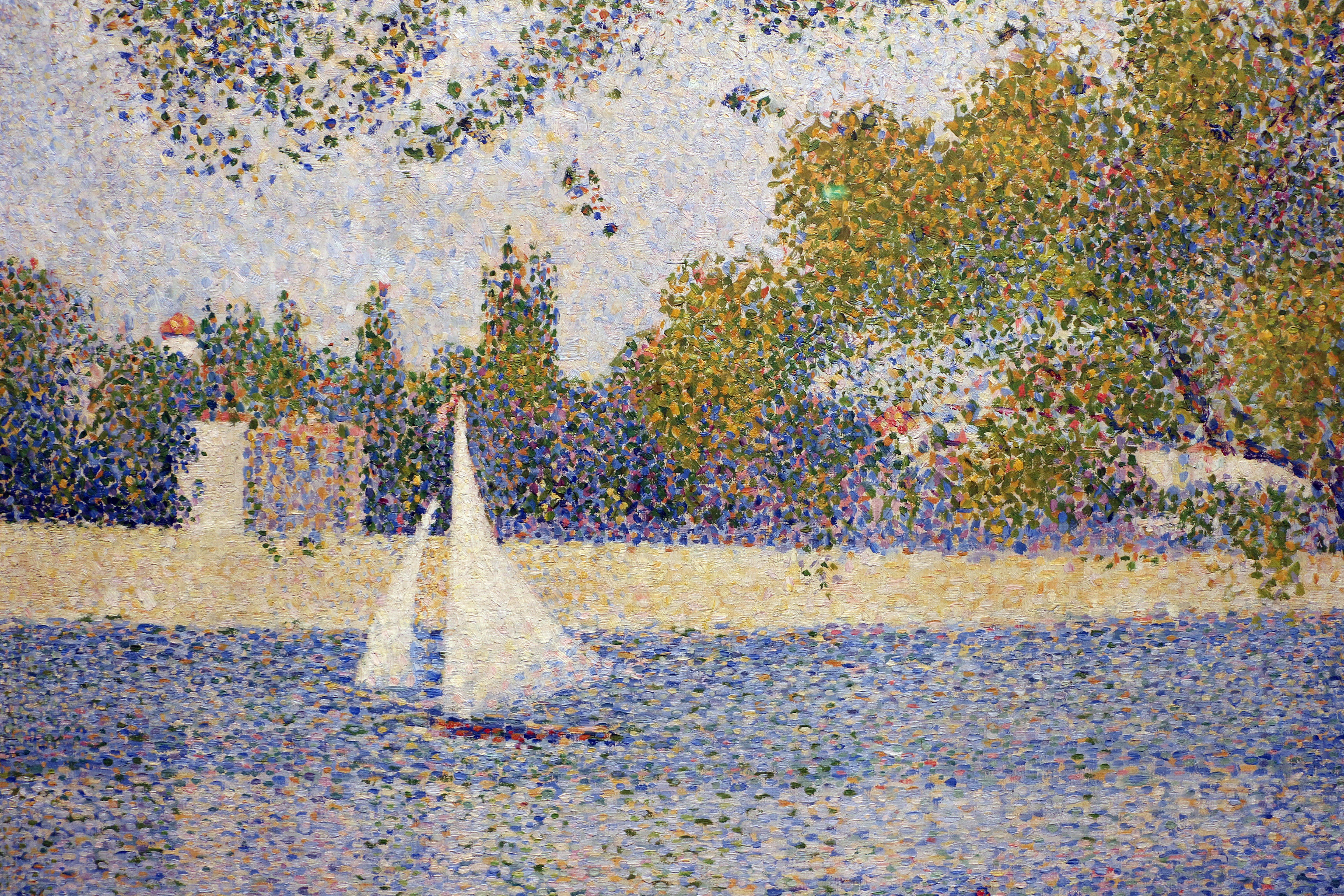Abstract painting by Georges Seurat (1859-1891) The Seine at the Grand Jatte Spring 1888 