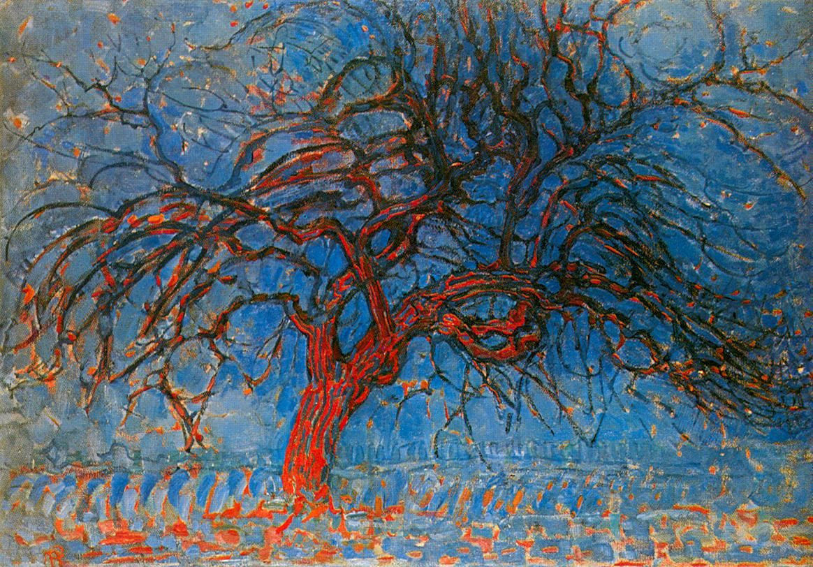 Peinture à l'huile abstraite Piet Mondrian, L'arbre rouge de 1908