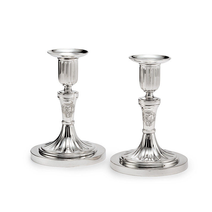 A Pair of Dutch Silver Candlesticks by Johannes Schiolting