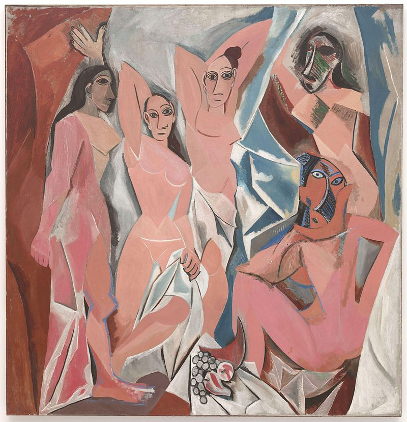Het beroemde kubistische kunstwerk 'Les Demoiselles d'Avignon', Pablo Picasso, 1907, oil on canvas, 244 x 234 cm