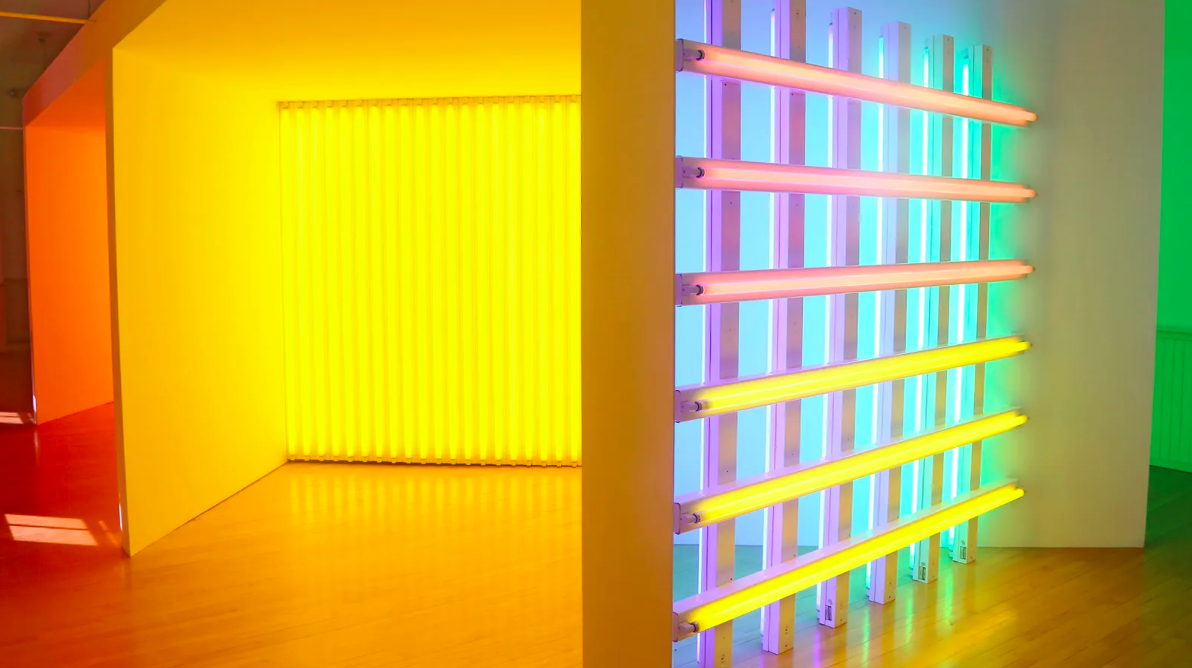 Dan Flavin's minimalistic installations with fluorescent light, 1970's